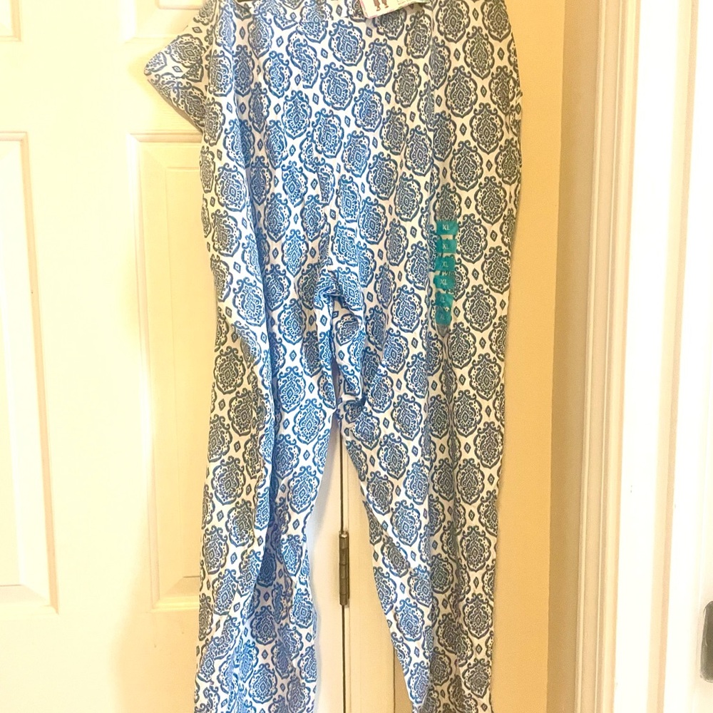 Blue and White Patterned Pants